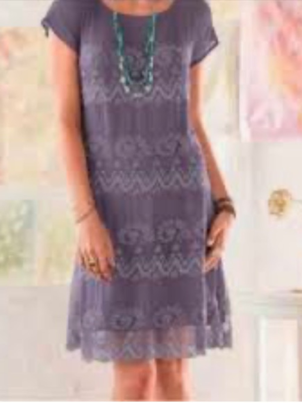Sundance Lavender Lace Overlay Knee Length Dress size small